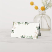 Greenery Gold Elegant Watercolor Boho Leaf Wedding Platzkarte (Rückseite)