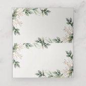 Greenery Gold Elegant Watercolor Boho Leaf Wedding Platzkarte (Innenseite Aufgefaltet)