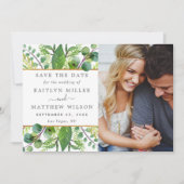 Greenery & Gold Elegant Wedding Photo Save The Date (Vorderseite)