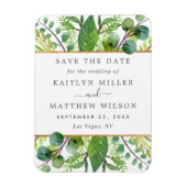 Greenery & Gold Elegante Hochzeit Save the Date Magnet (Vertikal)