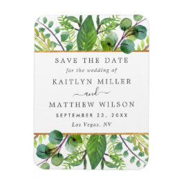 Greenery & Gold Elegante Hochzeit Save the Date Magnet