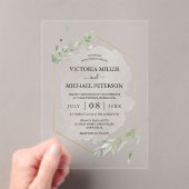 Greenery Gold Elegante Watercolor Foliage Wedding Acryleinladungen (Insitu (Handheld))
