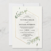 Greenery Gold Elegante Watercolor Foliage Wedding Einladung (Vorderseite)