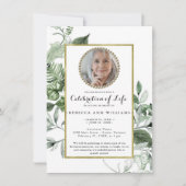 Greenery Gold Elegantes Foto Einladung (Vorderseite)