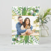 Greenery & Gold Elegantes Hochzeitsfest Foto Save The Date (Stehend Vorderseite)