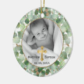 Greenery Gold Eucalyptus Baby Baptism Foto Keramik Ornament (Links)