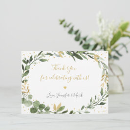 Greenery Gold Eucalyptus Baby Shower Dankeskarte
