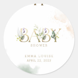 Greenery Gold Eucalyptus Baby Shower Runder Aufkleber