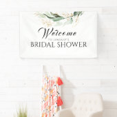 Greenery Gold Eucalyptus Brautparty Willkommen Banner (Insitu)