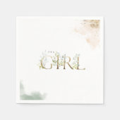 Greenery Gold Eucalyptus Es ist eine Girl Baby Dus Serviette (Vorderseite)