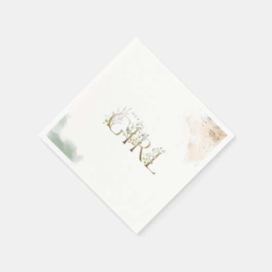 Greenery Gold Eucalyptus Es ist eine Girl Baby Dus Serviette (Ecke)