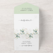 Greenery Gold Eucalyptus Rustic Wedding All In One Einladung (Außenbereich)