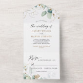 Greenery Gold Eucalyptus Rustic Wedding All In One Einladung (Innen Boden)
