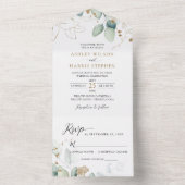 Greenery Gold Eucalyptus Rustic Wedding All In One Einladung (Innen Boden)