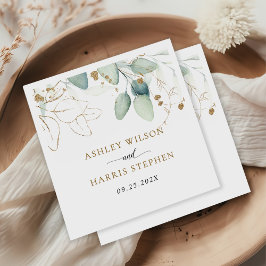 Greenery Gold Eucalyptus Rustic Wedding Serviette