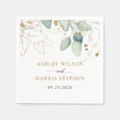Greenery Gold Eucalyptus Rustic Wedding Serviette (Vorderseite)