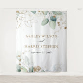 Greenery Gold Eucalyptus Rustic Wedding Wandteppich (Vorderseite)