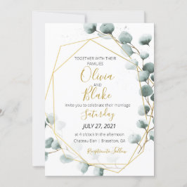 Greenery & Gold Eucalyptus Wedding Einladung