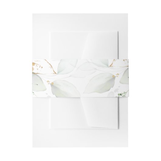 Greenery & Gold Eucalyptus Wedding Einladungsbanderole (Vorderseite Beispiel)