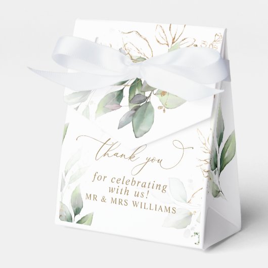 Greenery & Gold Eucalyptus Wedding Geschenkschachtel (Vorderseite)