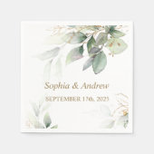 Greenery & Gold Eucalyptus Wedding Napkins Serviette (Vorderseite)