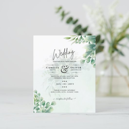 Greenery Gold Eucalyptus WEDDING QR CODE Moderne (Stehend Vorderseite)