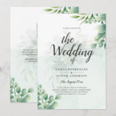 Greenery Gold Eucalyptus WEDDING QR CODE Moderne Einladung (Vorne/Hinten)
