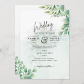 Greenery Gold Eucalyptus WEDDING QR CODE Moderne Einladung (Vorne/Hinten)