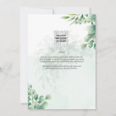 Greenery Gold Eucalyptus WEDDING QR CODE Moderne Einladung (Rückseite)
