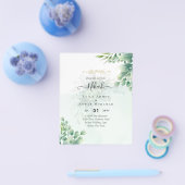 Greenery Gold Eucalyptus WEDDING QR CODE Moderne Flyer (Einzeln)