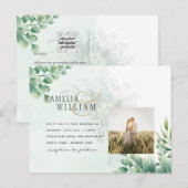 Greenery Gold Eucalyptus WEDDING QR CODE Moderne Postkarte (Vorne/Hinten)
