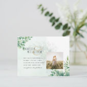 Greenery Gold Eucalyptus WEDDING QR CODE Moderne Postkarte (Stehend Vorderseite)