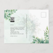 Greenery Gold Eucalyptus WEDDING QR CODE Moderne Postkarte (Rückseite)
