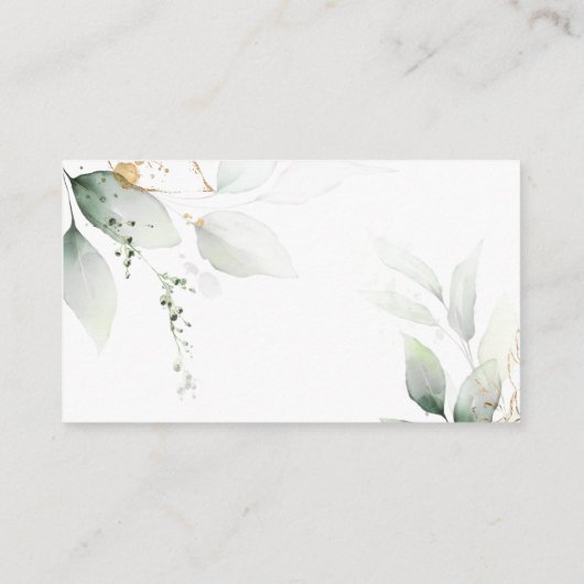 Greenery & Gold Eucalyptus Wedding QR Code UAWG Begleitkarte (Rückseite)