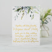 Greenery Gold Foil Calligrafy Art Art Style Folieneinladung (Stehend vorne)