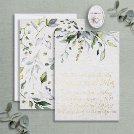 Greenery Gold Foil Calligrafy Art Art Style Folieneinladung