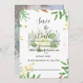 Greenery Gold Foil Elegante Hochzeit Einladung (Vorne/Hinten)