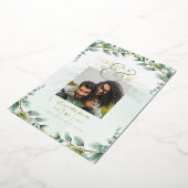 Greenery Gold Foil FOTO QR CODE Hochzeitsdatum Ger Folieneinladung (Gedreht)