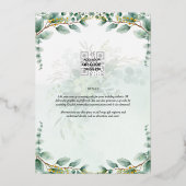 Greenery Gold Foil FOTO QR CODE Hochzeitsdatum Ger Folieneinladung (Rückseite)