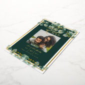 Greenery Gold Foil FOTO QR CODE Hochzeitsdatum Ger Folieneinladung (Gedreht)