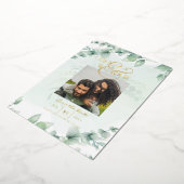Greenery Gold Foil FOTO QR CODE Hochzeitsdatum Ger Folieneinladung (Gedreht)