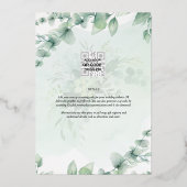 Greenery Gold Foil FOTO QR CODE Hochzeitsdatum Ger Folieneinladung (Rückseite)