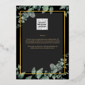 Greenery Gold Foil FOTO QR CODE Hochzeitsdatum Ger Folieneinladung (Rückseite)