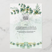 Greenery Gold Foil FOTO QR CODE Hochzeitsdatum Ger Folieneinladung (Rückseite)