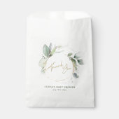 Greenery Gold Foliage Eucalyptus Baby Dusche Geschenktütchen (Vorderseite)