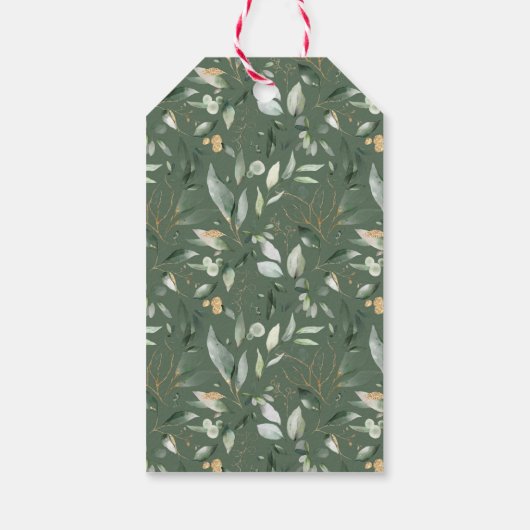 Greenery Gold Foliage Eucalyptus Geschenkanhänger (Rückseite)