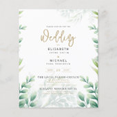 Greenery Gold FOTO Wedding Einladung BUDGET (Vorderseite)