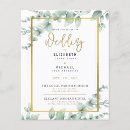 Greenery Gold FOTO Wedding Einladung BUDGET Flyer