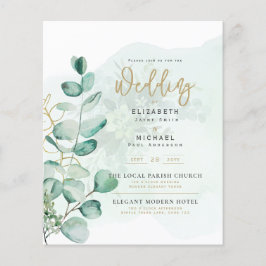 Greenery Gold FOTO Wedding Einladung BUDGET Flyer