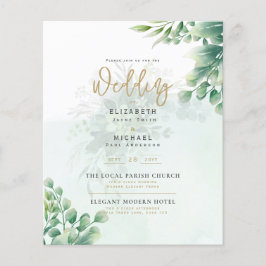 Greenery Gold FOTO Wedding Einladung BUDGET Flyer